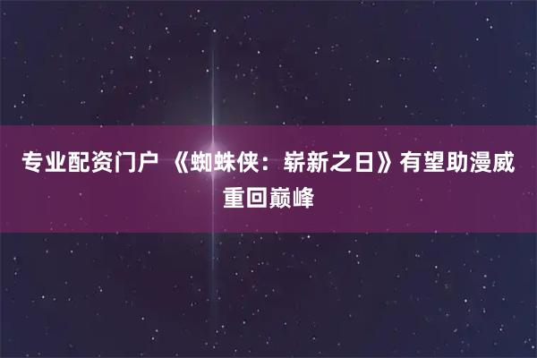 专业配资门户 《蜘蛛侠：崭新之日》有望助漫威重回巅峰